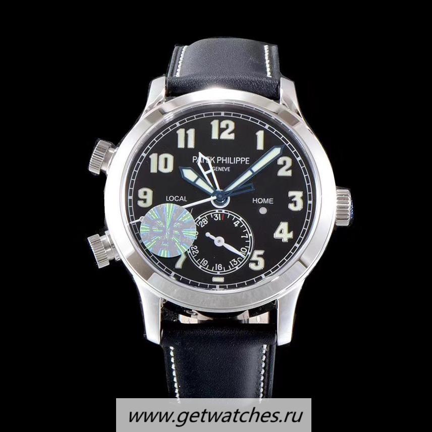 NEW Replica Pat*k Phi1i*pe Calatrava Pilot Travel Time 5524G-001 GRF SS Black Dial 89361
