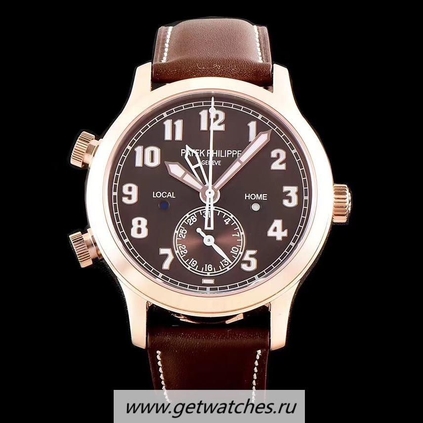NEW Replica Pat*k Phi1i*pe Calatrava Pilot Travel Time 5524R GRF Rose Gold Blue Dial 89361