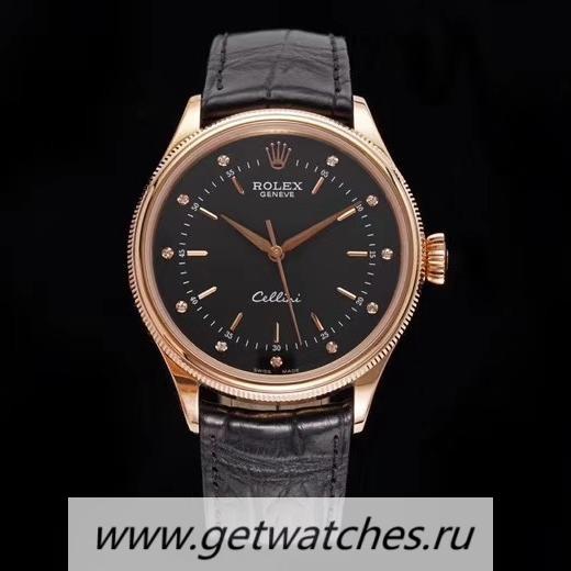 Perfect Replica R01ex Cellini Date 50505 GMF Rose Gold Black Dial 3165