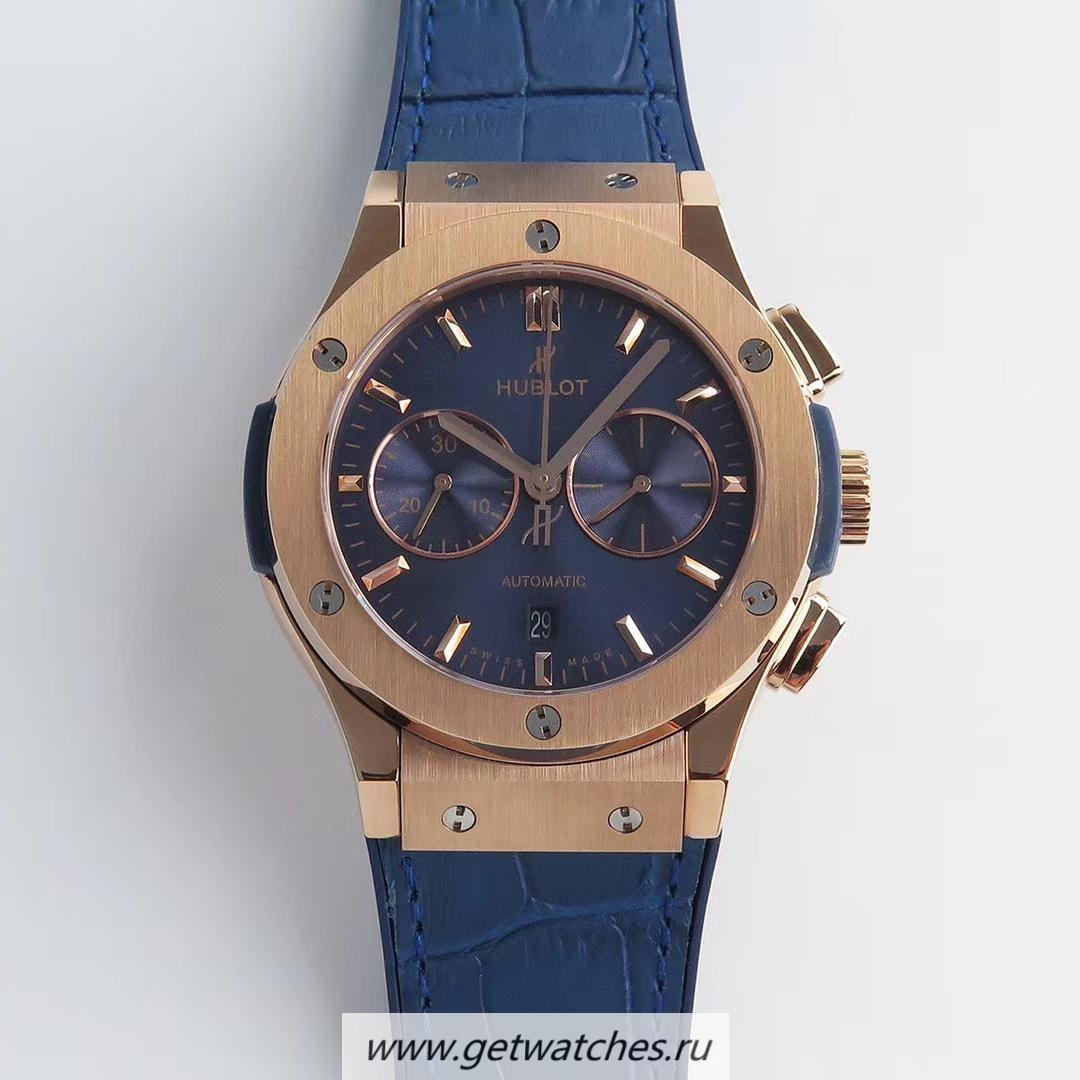 High Quality Hublot Classic Fusion Chrono King HBF Rose Gold Blue Dial 7750