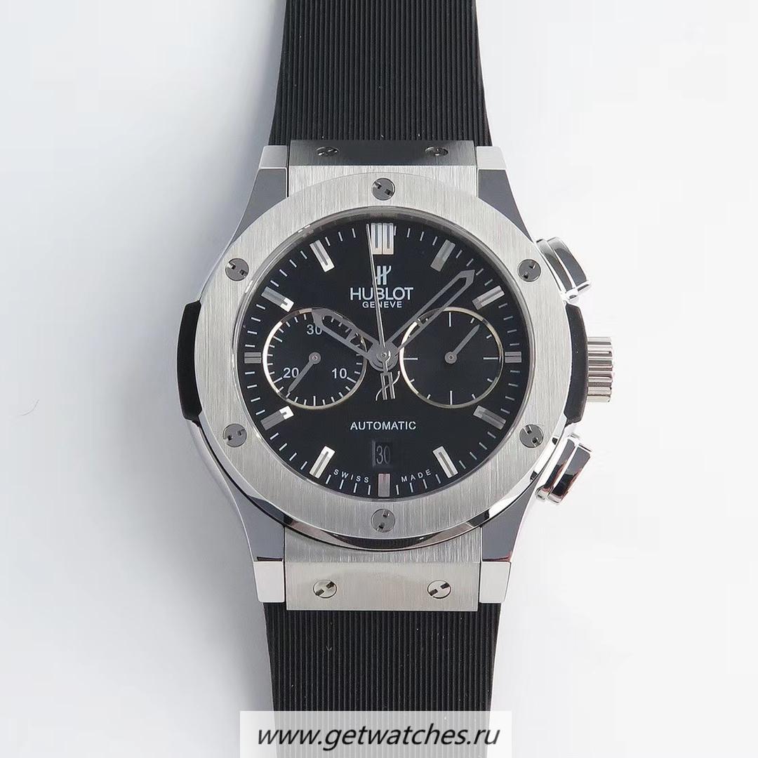 Perfect Replica Hublot Classic Fusion Chrono King HBF SS Black Dial 7750