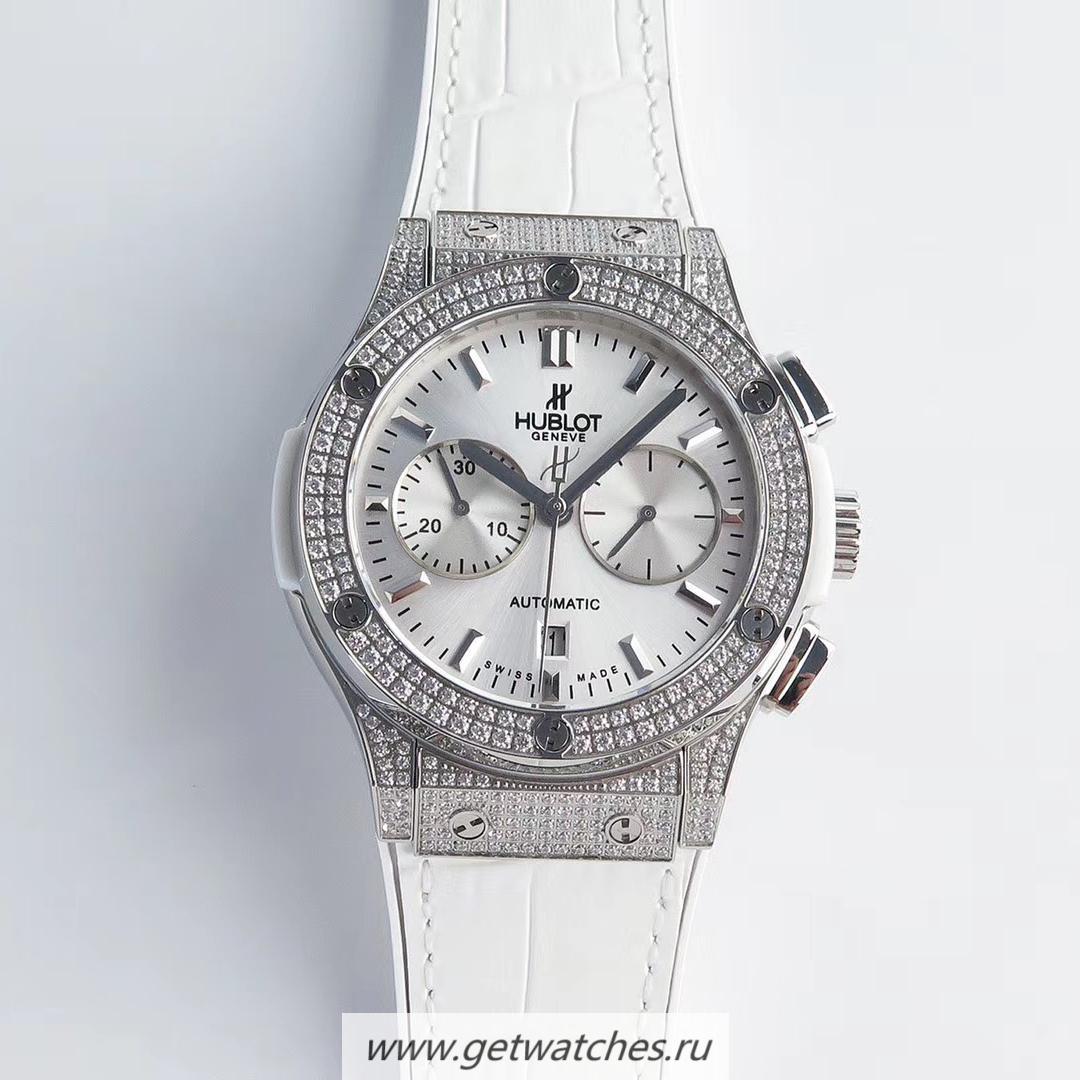 Perfect Replica Hublot Classic Fusion Chrono King HBF SS & D1am0nd Silver Dial 7750