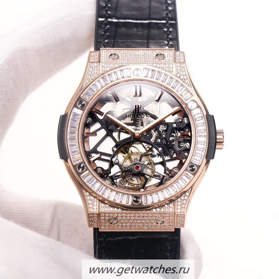 Best Price Hublot Classic Fusion Tourbillon JBF Rose Gold & D1am0nd Black Dial HUB6010