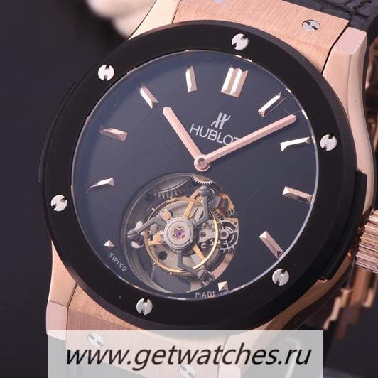 Perfect Replica Hublot Classic Fusion Tourbillon Rose Gold Black Dial Tourbillon