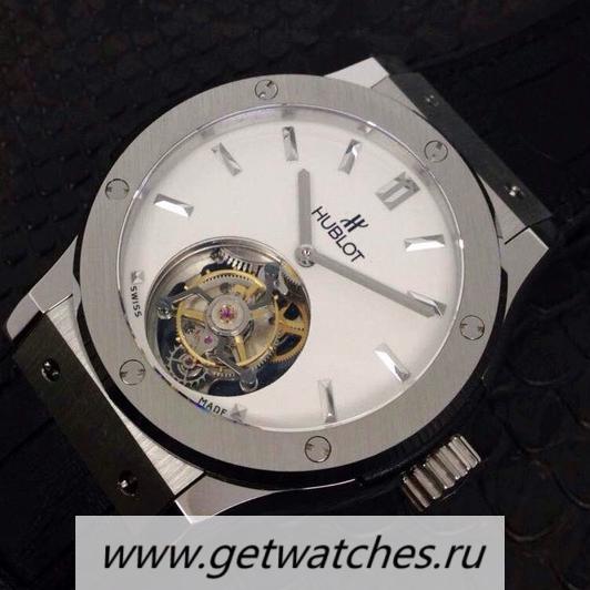 Fake Hublot Classic Fusion Tourbillon SS White Dial Tourbillon