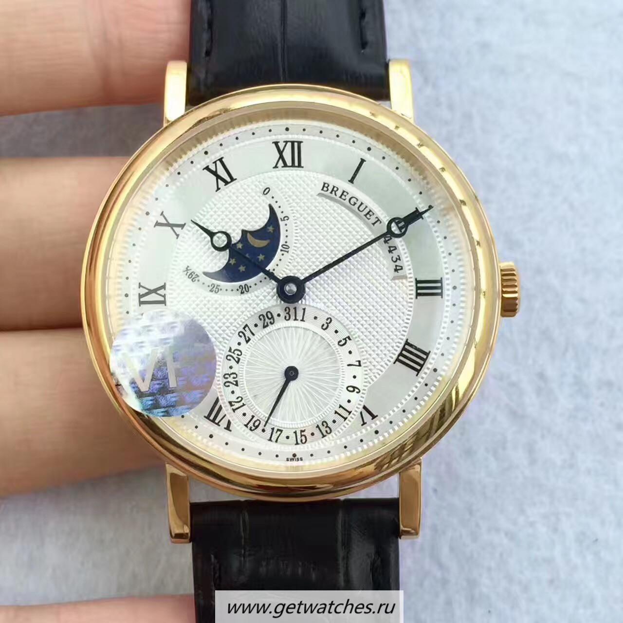 Copy Breguet Classique Moonphase 4434 VF Yellow Gold Silver Dial Caliber 5165R