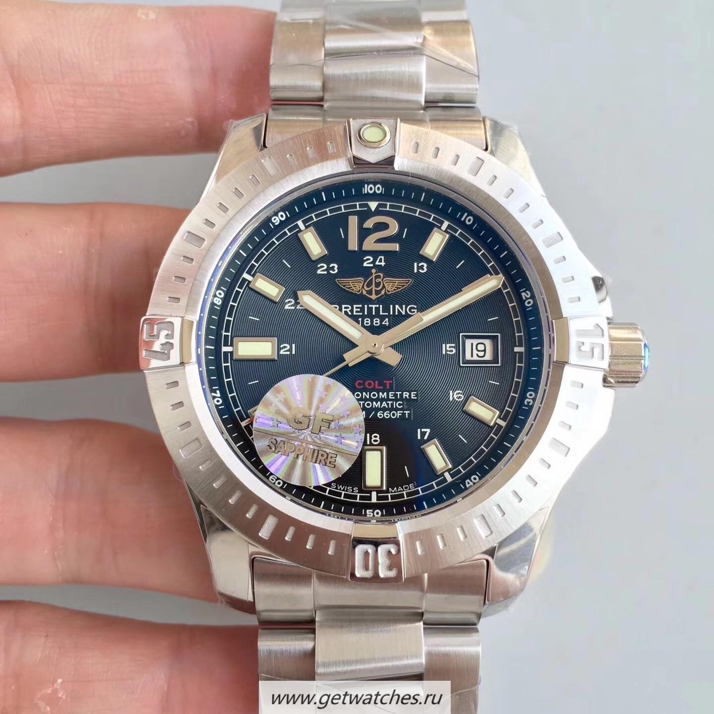 Shop Breitling Colt Automatic 44mm A1738811-BD44-173A GF SS Black Dial 2824