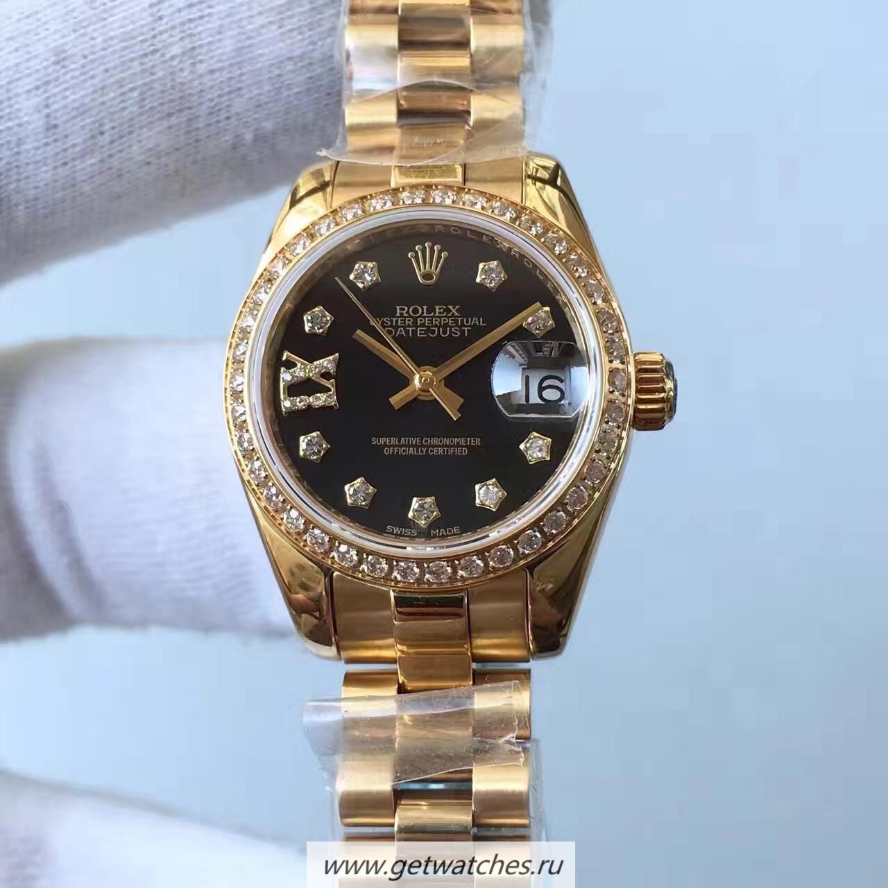 Best Price R01ex Datejust 28 279138 RBR Ladies Noob Factory Yellow Gold & D1am0nds Black Dial 2671