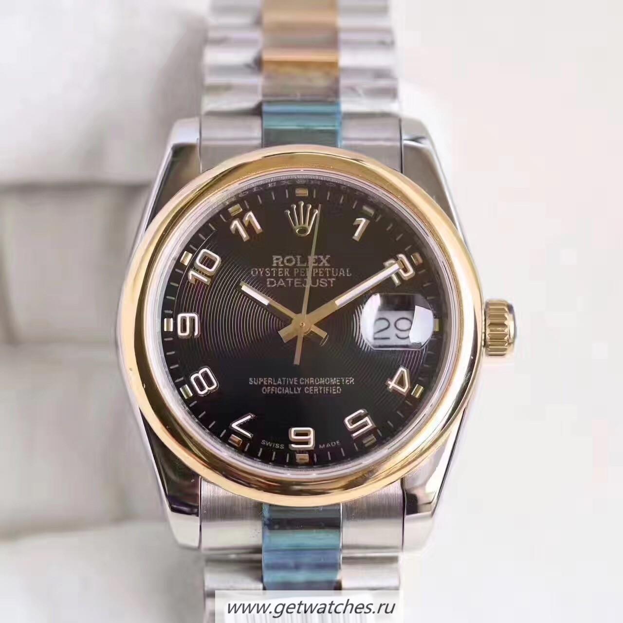 High Quality R01ex Datejust 36 116203 36mm Noob Factory SS & Yellow Gold Black Dial 2836