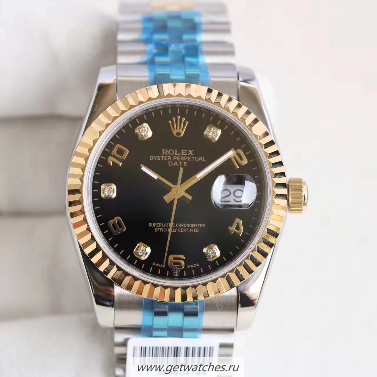 Perfect Replica R01ex Datejust 36 116233 36mm Noob Factory SS & Yellow Gold Black Dial 2836