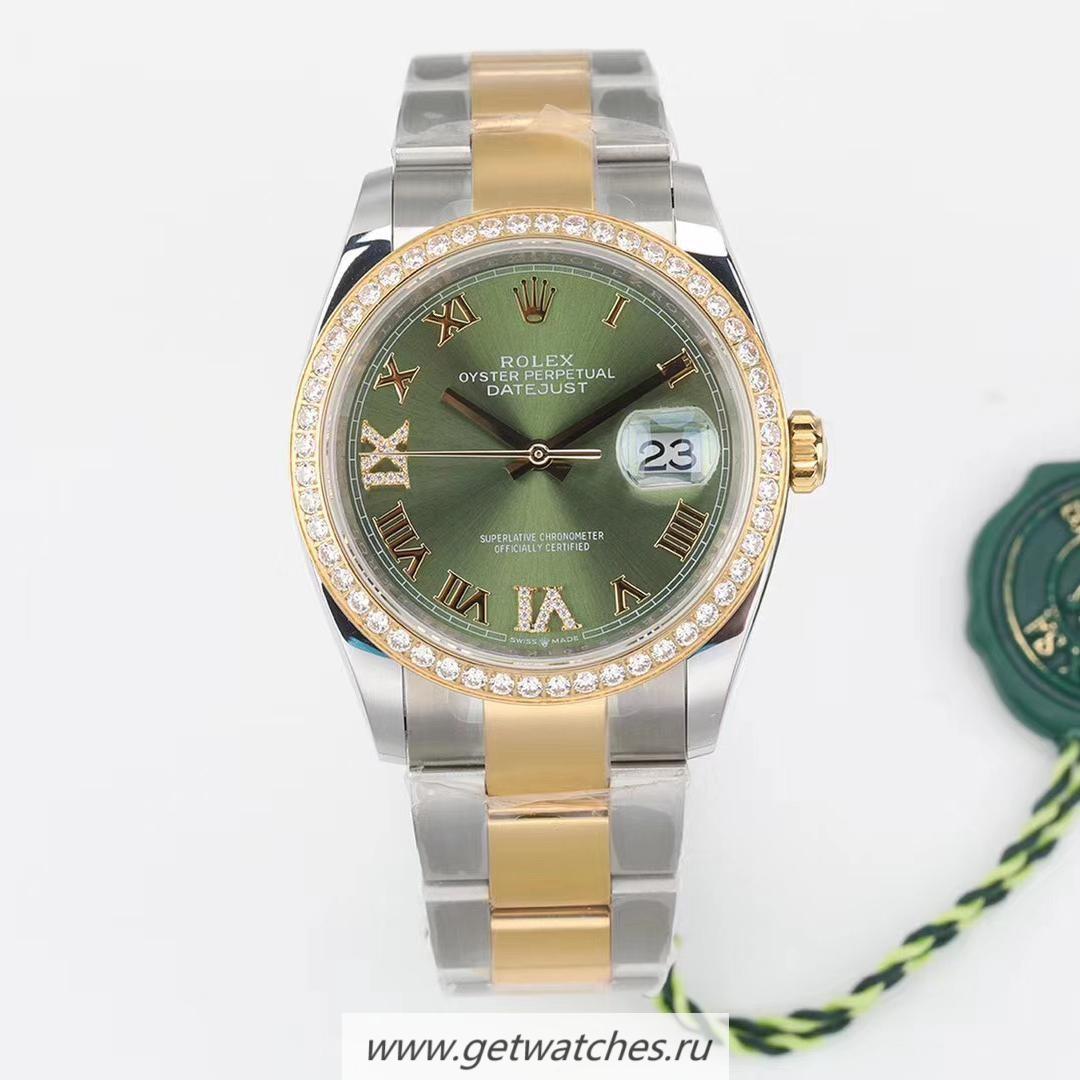 Copy R01ex Datejust 36 126233 EWF SS & Yellow Gold Green Dial 3235