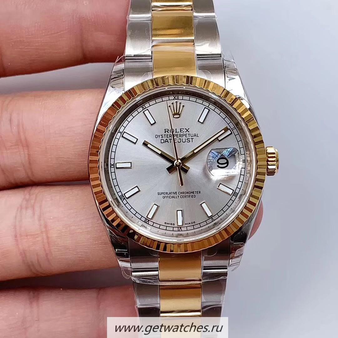 Fake R01ex Datejust 36 126233 EWF SS & Yellow Gold Silver Dial 3235