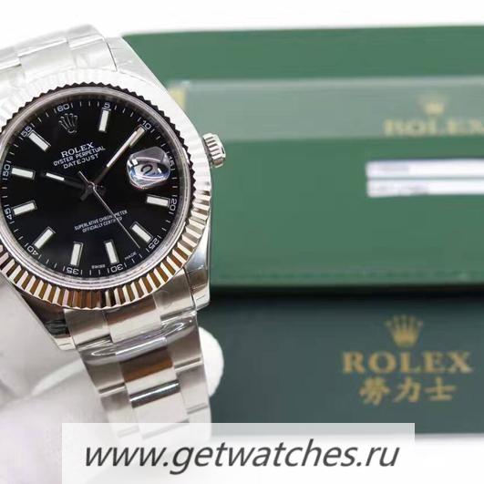 Replica R01ex Datejust II 116334 41mm EWF SS Black Dial 3136