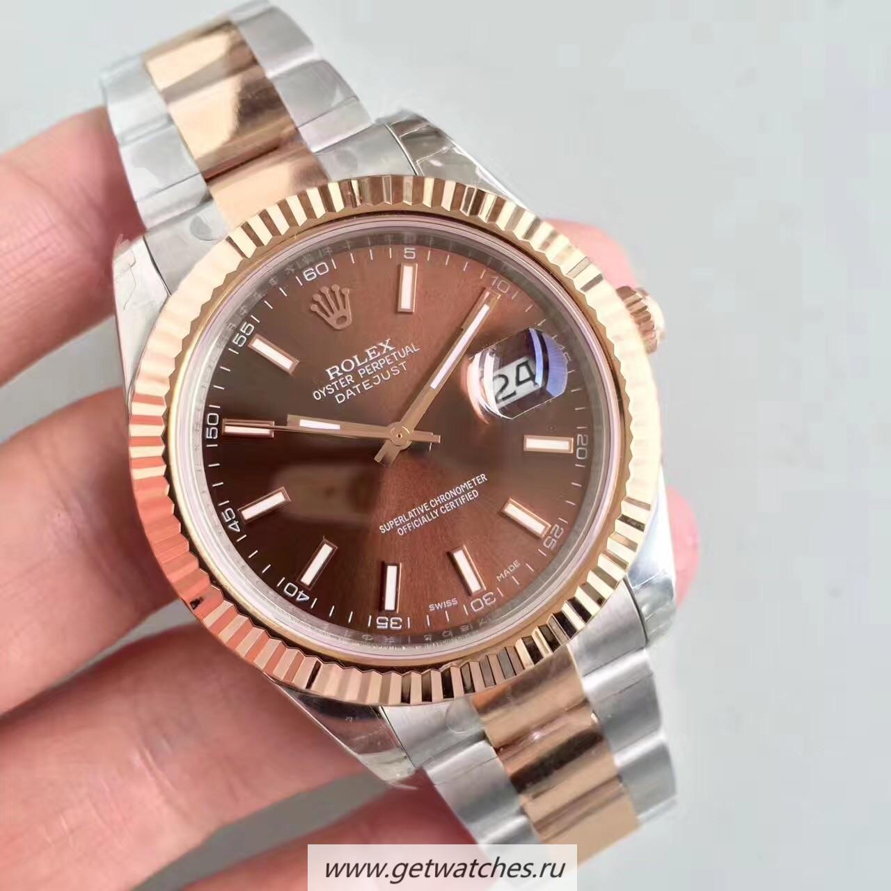 Fake R01ex Datejust II 126331 41mm EWF SS & Rose Gold Chocolate Dial 3136
