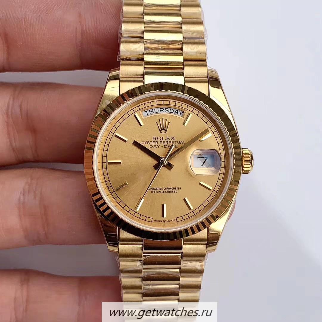 Shop R01ex Day-Date 36 128238 EWF Yellow Gold Champagne Dial 3255