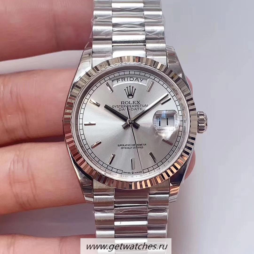 High Quality R01ex Day-Date 36 128239 EWF SS Silver Dial 3255