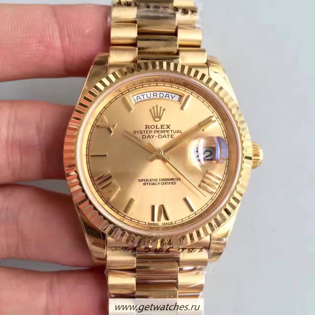 Copy R01ex Day-Date 40 228238 2018 EWF Yellow Gold Champagne Dial 3255