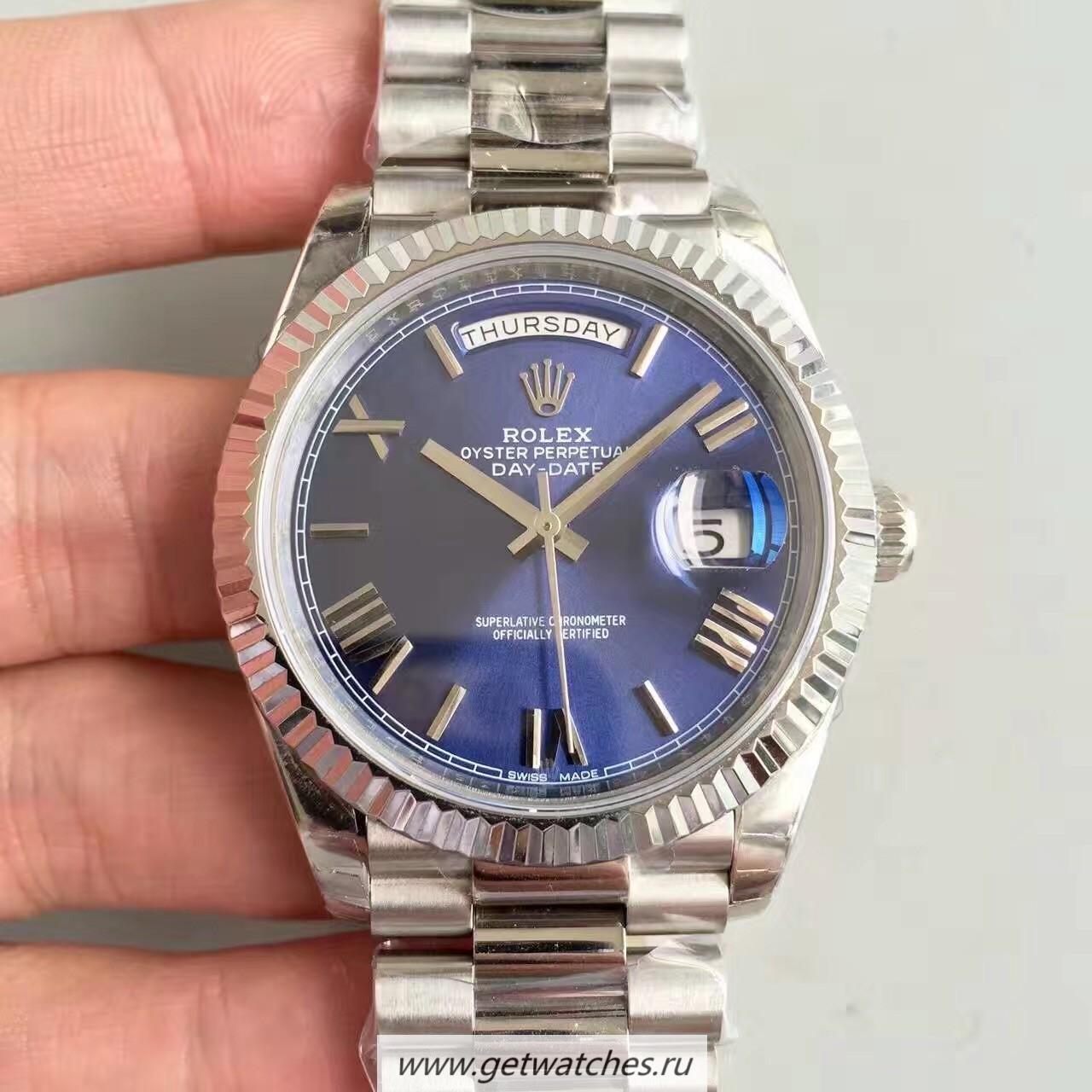 Shop R01ex Day-Date 40 228239 2018 EWF SS Blue Dial 3255