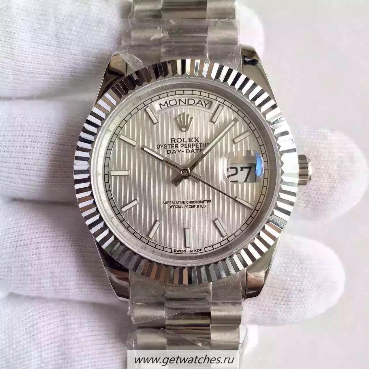 Fake R01ex Day-Date 40 228239 40mm KWF SS Silver Stripe Dial 3255