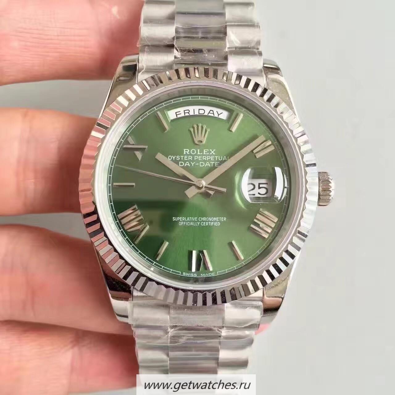 Shop R01ex Day-Date 40 228239 Noob Factory SS Green & Roman Dial 3255