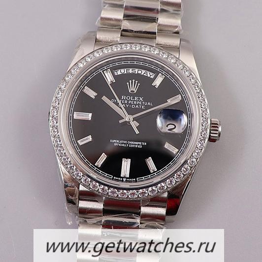 Perfect Replica R01ex Day-Date 40 228349 RBR EWF SS Black & D1am0nd Dial 3255