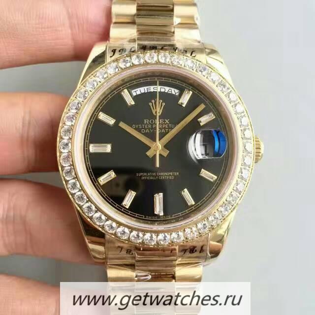 High Quality R01ex Day-Date 40 228398 TBR 40mm KWF Yellow Gold & D1am0nds Black Dial 3255