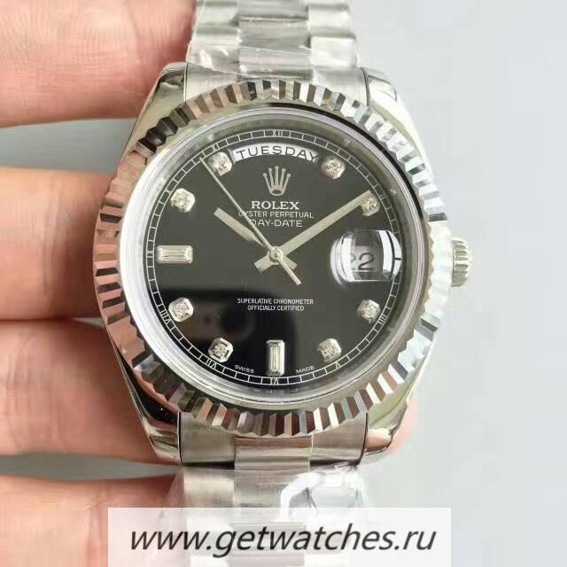 Replica R01ex Day-Date II 218239 41mm Noob Factory V6 SS Black Dial 2836