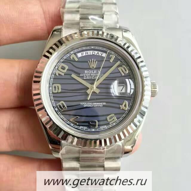 Copy R01ex Day-Date II 218239 41mm Noob Factory V6 SS Blue Waves Dial 2836