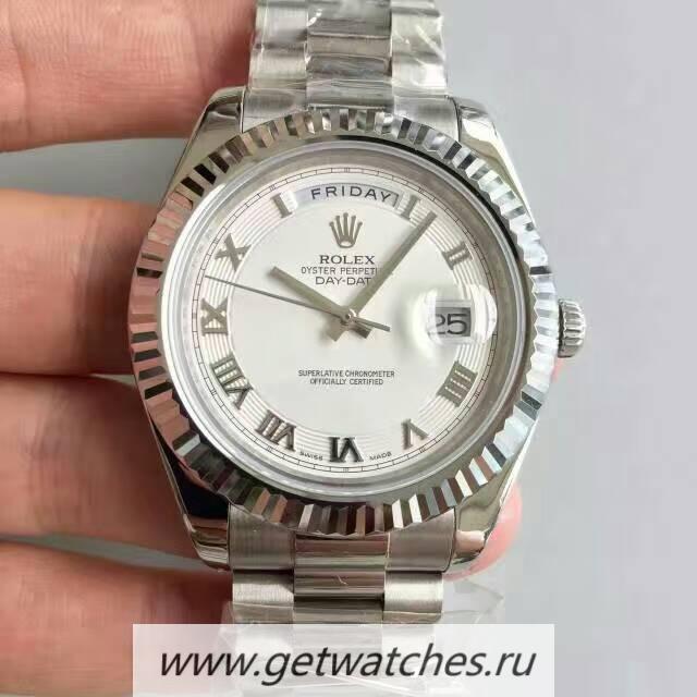 Replica R01ex Day-Date II 218239 41mm Noob Factory V6 SS White Dial 2836