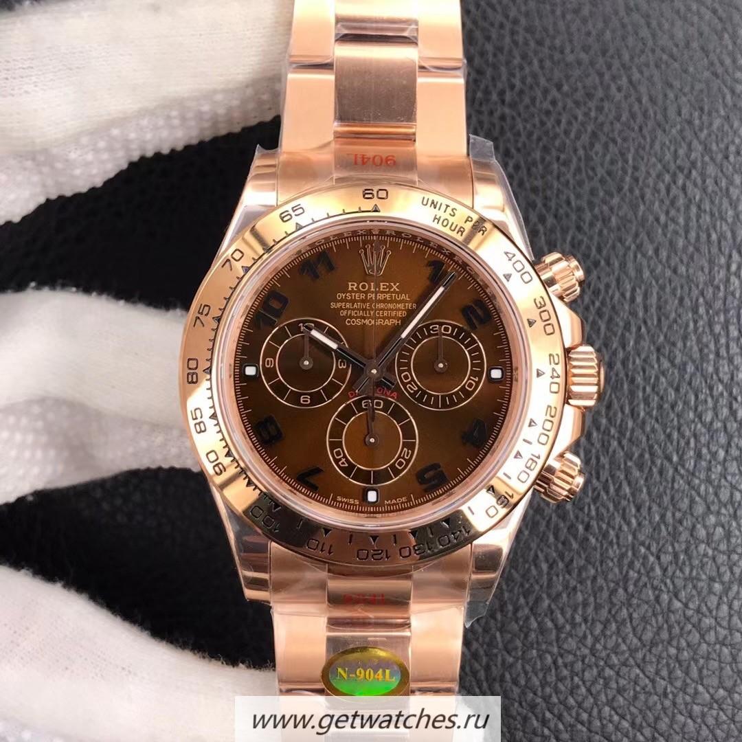 Fake R01ex Daytona 116505 Noob Factory V4 Rose Gold Plated SS 904L Chocolate & Arabic Dial 4130