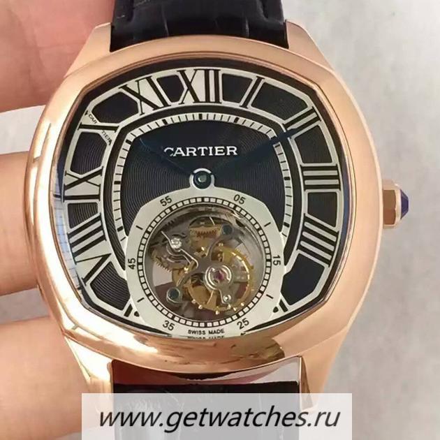 Fake Ca*t1er Drive Tourbillon W4100013 JF Rose Gold Black Dial Tourbillon 9452MC