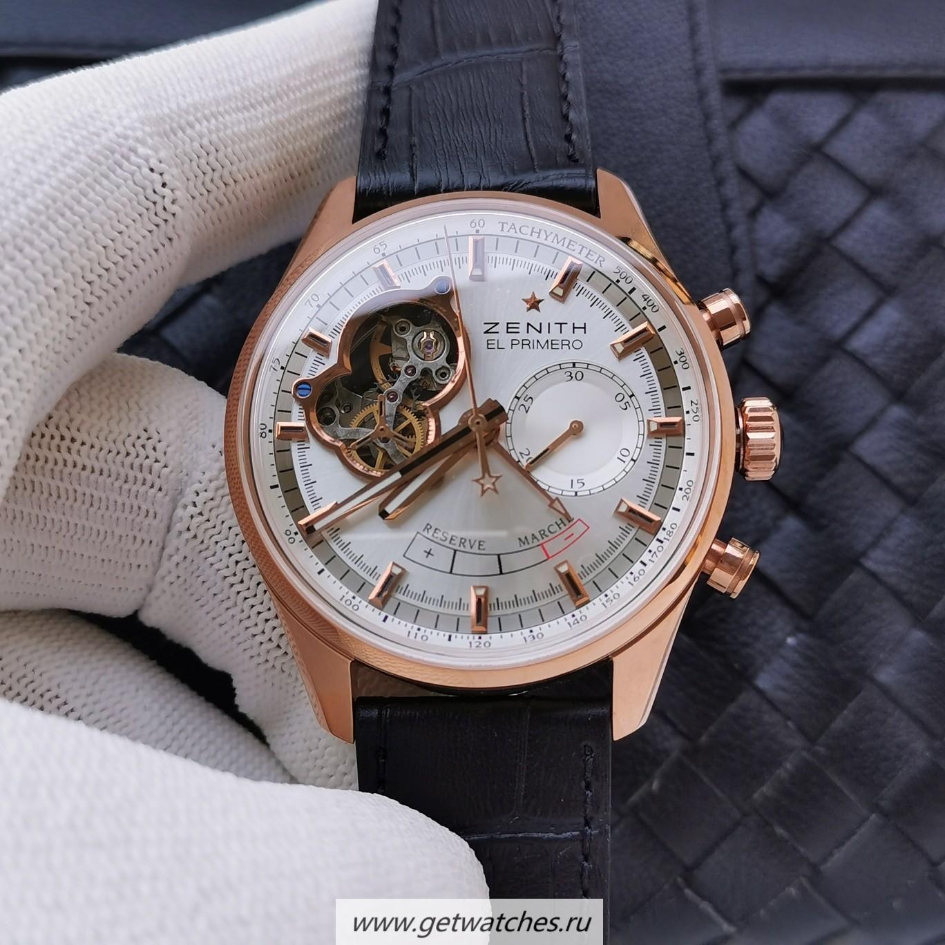 Fake Zenith El Primero AXF Rose Gold Silver Dial Lemania