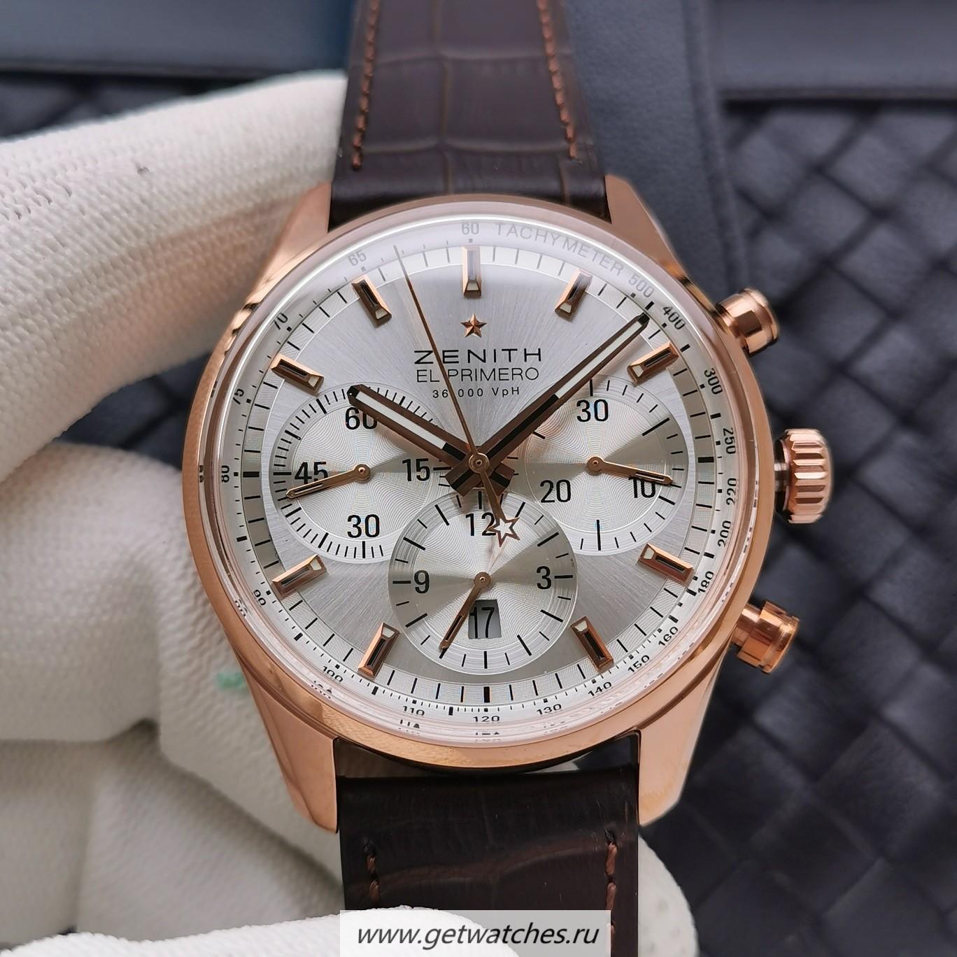 Shop Zenith El Primero Chrono AXF Rose Gold Silver Dial 7750