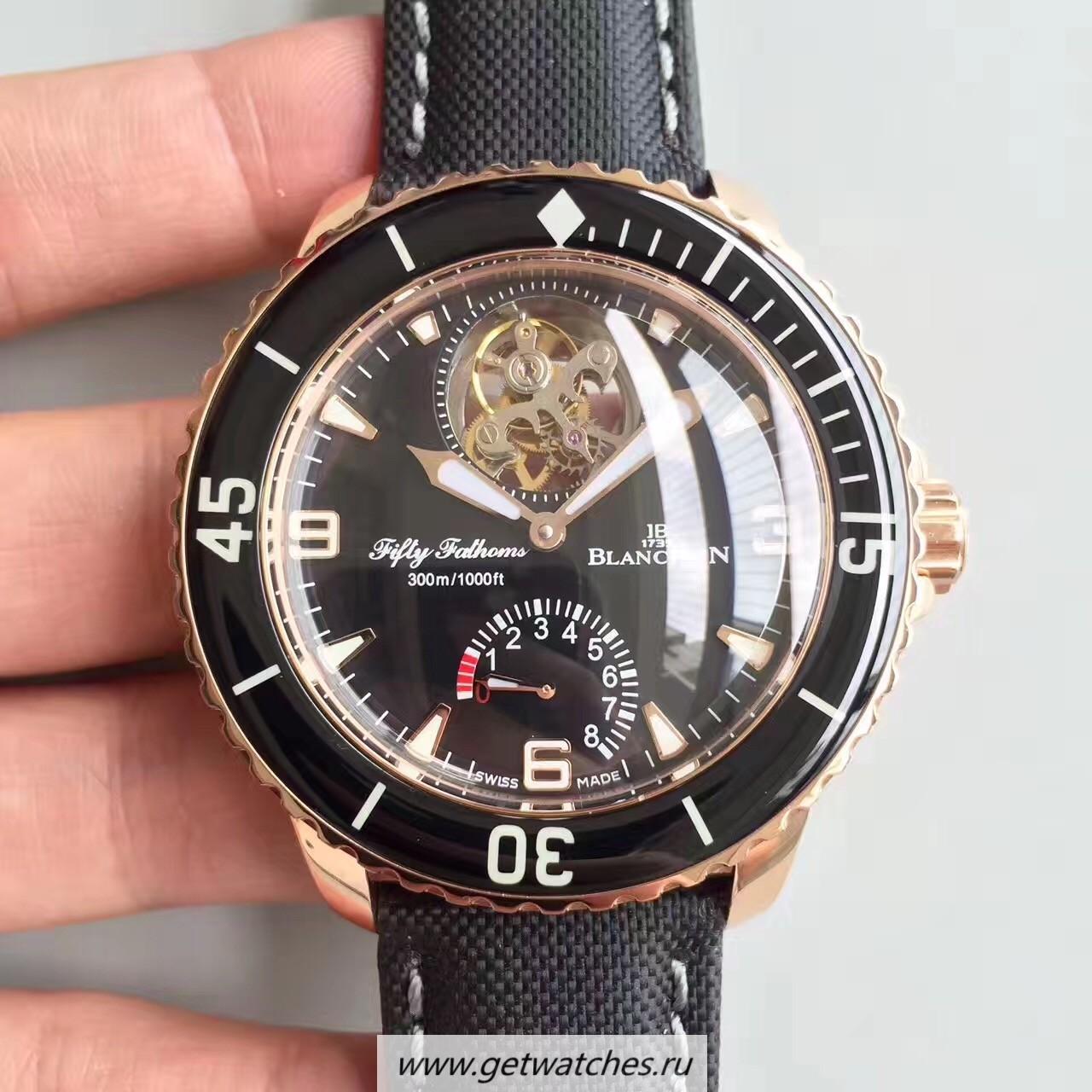 NEW Replica Blancpain Fifty Fathoms Tourbillon 5025-3630-52A ZF Rose Gold Black Dial 25A