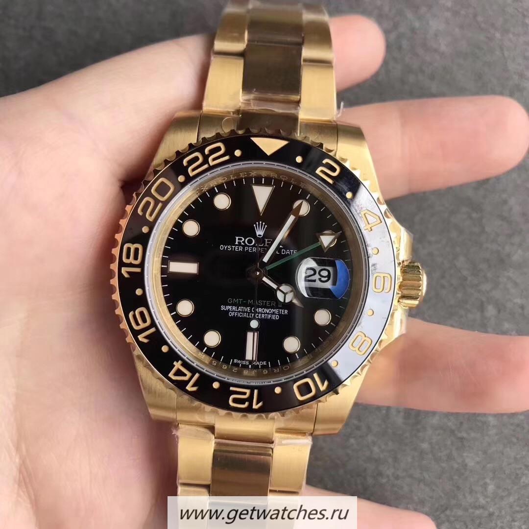 Replica R01ex GMT-Master II 116718 LN EWF Yellow Gold Black Dial 2836