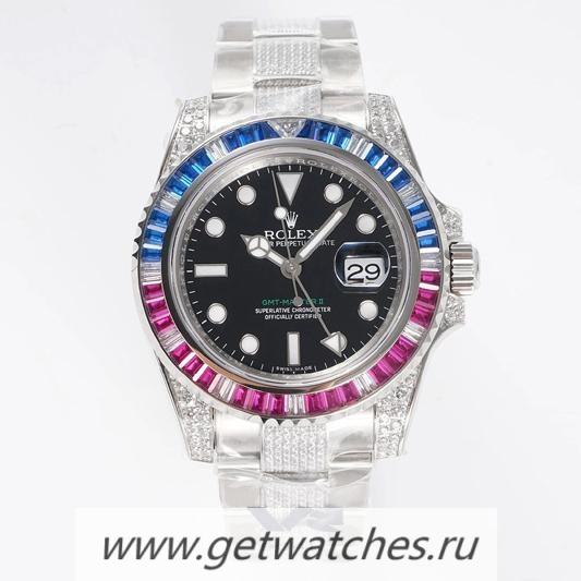 Replica R01ex GMT-Master II 116759 VRF SS 904L & Red Blue D1am0nd Black Dial D1am0nd Bracelet 3186