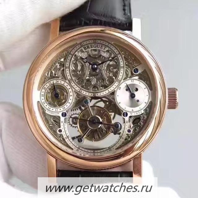 Shop Breguet Grand Complication Tourbillon AXF Rose Gold Silver Skeleton Dial Tourbillon