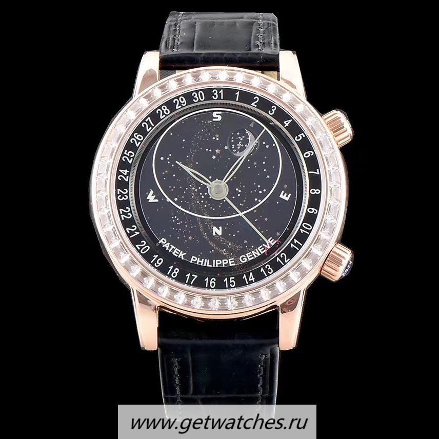 Shop Pat*k Phi1i*pe Grand Complications Sky Moon Celestial 6104R-001 Noob Factory V2 Rose Gold & D1am0nd Black Dial 240 LU CL C