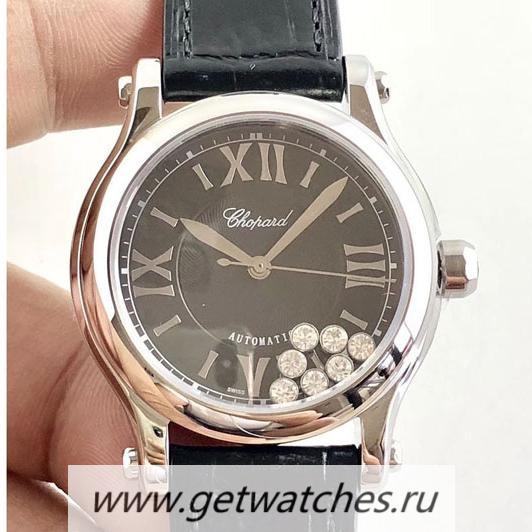 Shop Chopard Happy Sport 36mm Automatic 278475-3014 Noob Factory SS Black & D1am0nd Dial 2892