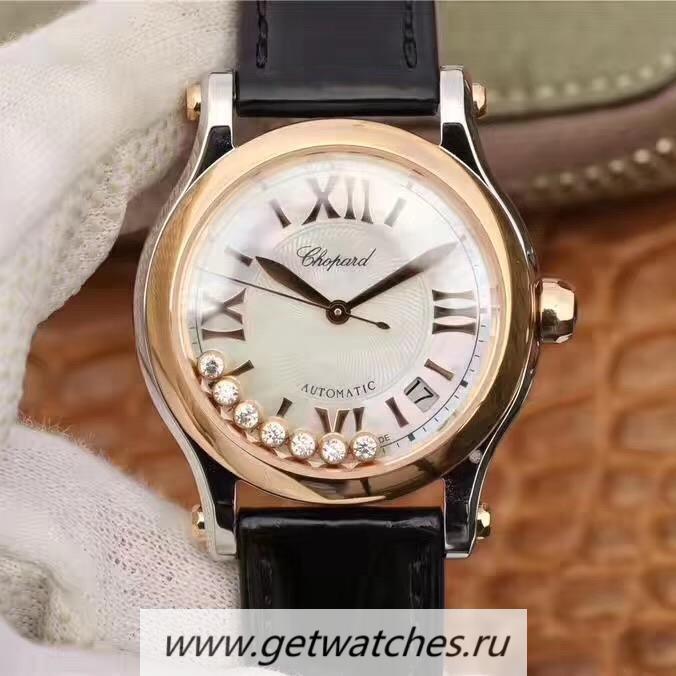 Shop Chopard Happy Sport 36mm Automatic 278559 YF V2 SS Mother of Pearl & D1am0nd Dial 2892