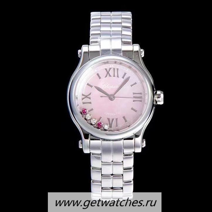 Shop Chopard Happy Sport 36mm Automatic YF Ladies SS Pink Dial 2892