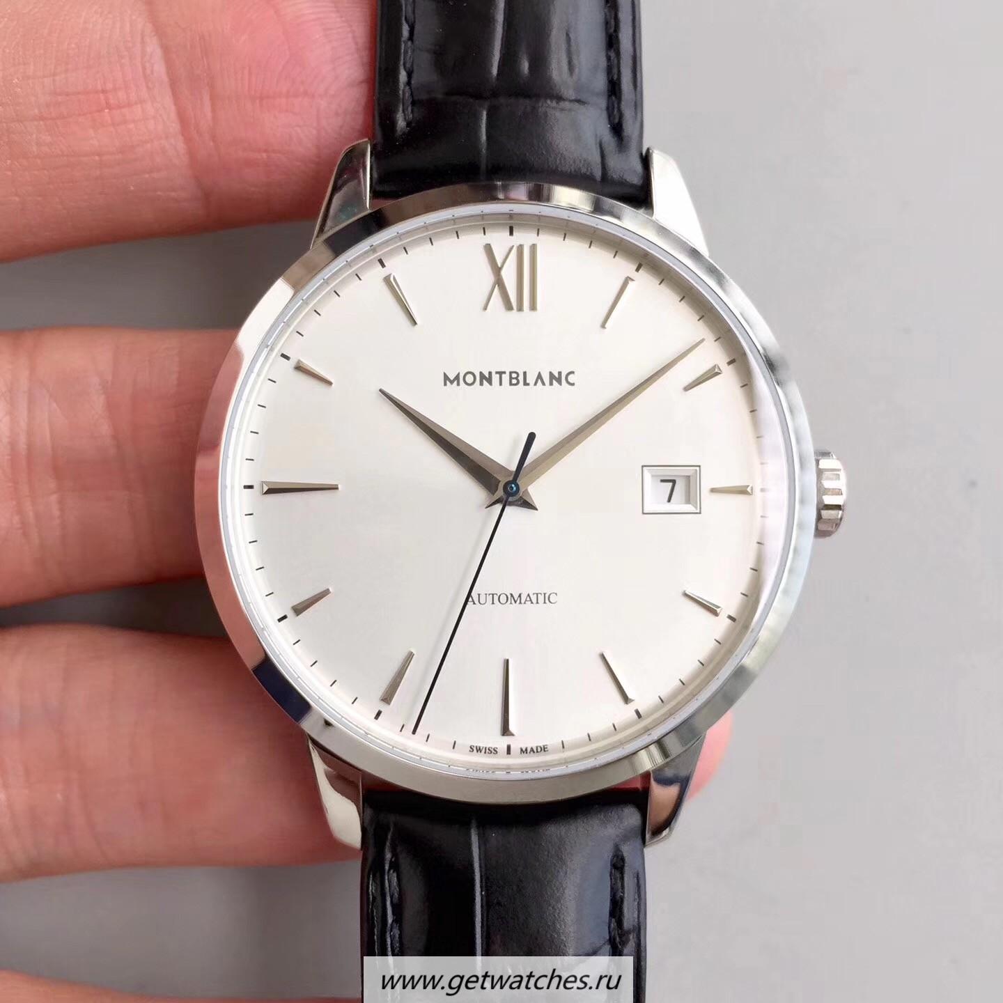 Fake Montblanc Heritage Spirit Date Automatic 111622 ERF SS Silver Dial MB 24.17