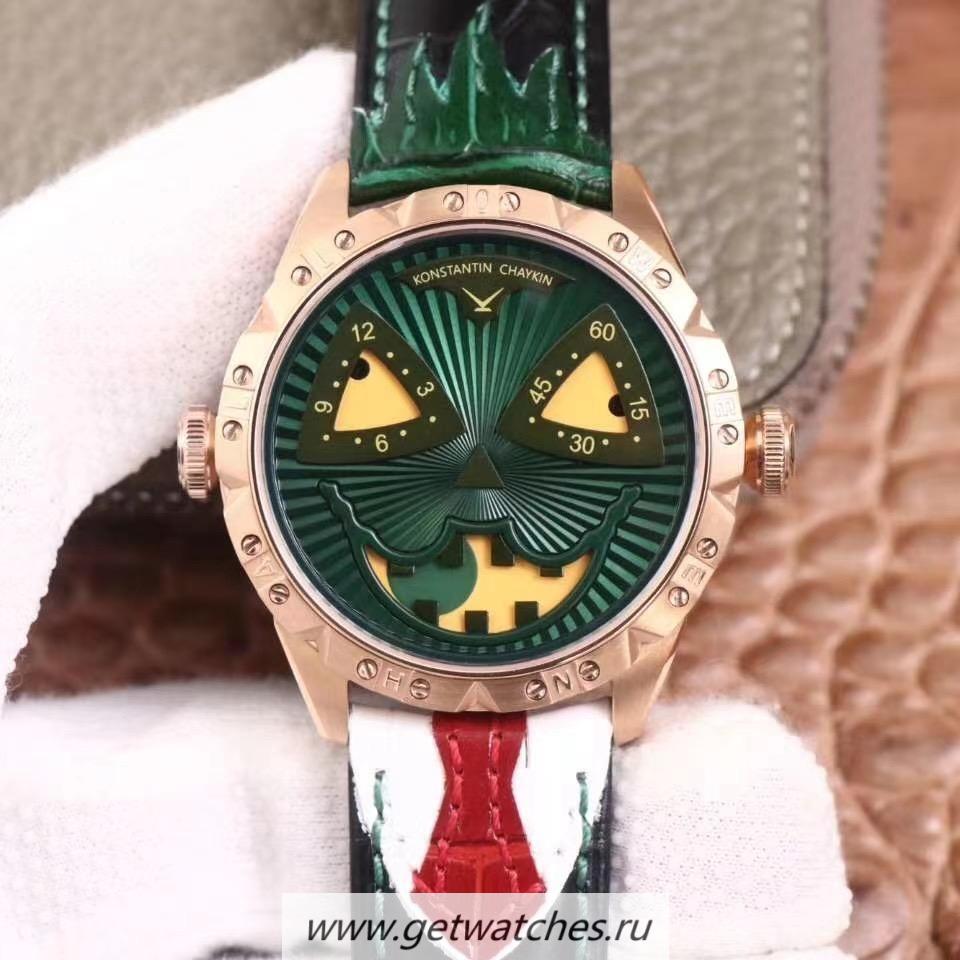 NEW Replica Konstantin Chaykin Joker TWF Rose Gold Green Dial Tie Strap Seiko NH35A