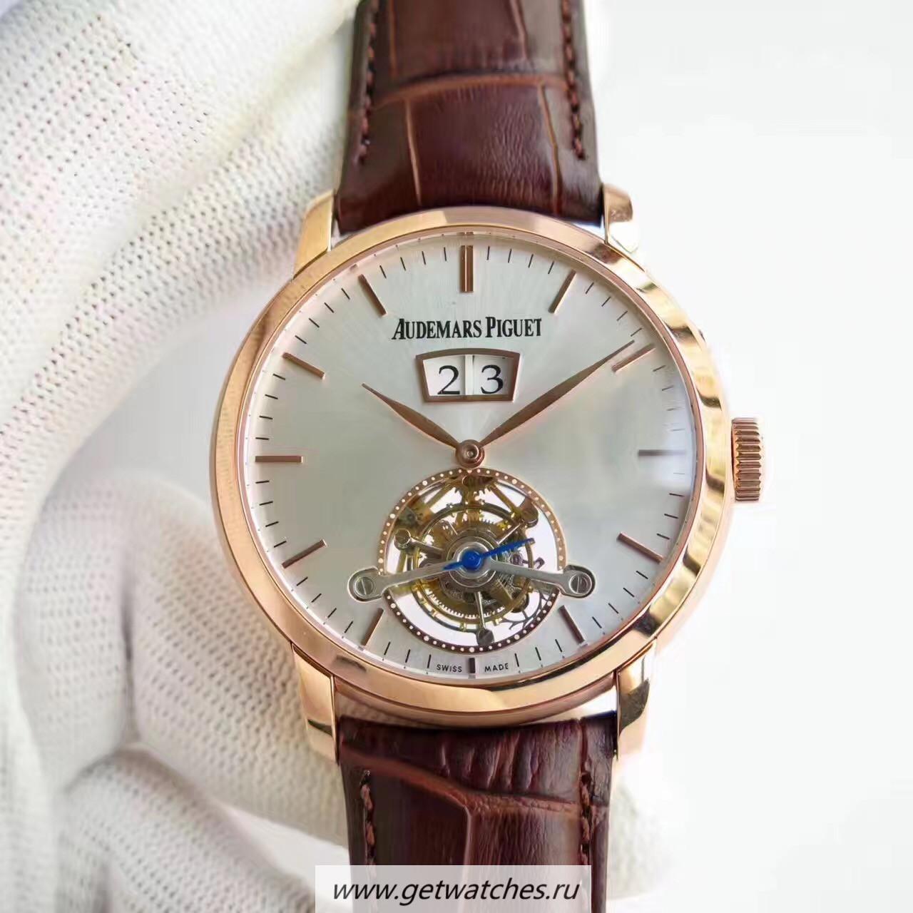 NEW Replica Audemars P1g*et Jules Audemars Tourbillon Grande Date 26559 TF Rose Gold Silver Dial AP Caliber 2909