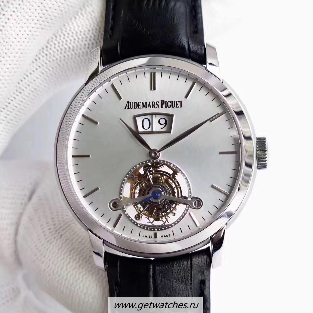 Shop Audemars P1g*et Jules Audemars Tourbillon Grande Date 26559 TF SS Silver Dial AP Caliber 2909