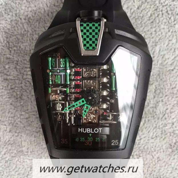 Fake Hublot LaFerrari MP-05 Black PVD Green & Skeleton Dial 2824