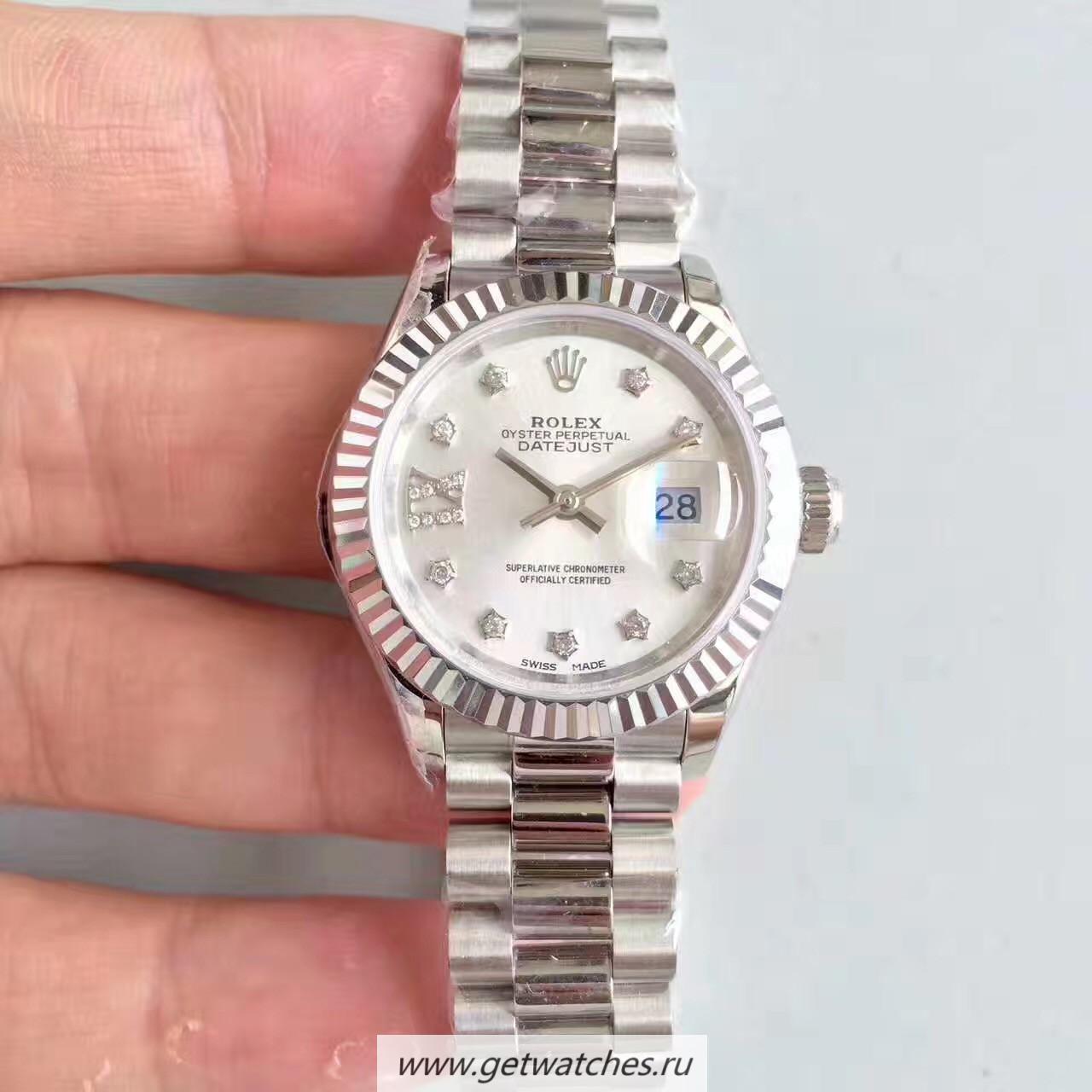 Copy R01ex Ladies Datejust 28 279166 28mm Noob Factory SS Silver Dial 2236