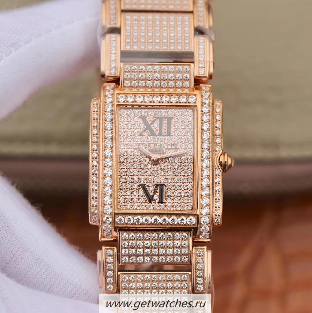 Shop Pat*k Phi1i*pe Ladies Twenty-4 4910/11R AWF Rose Gold & D1am0nd D1am0nd Dial Ronda Quartz