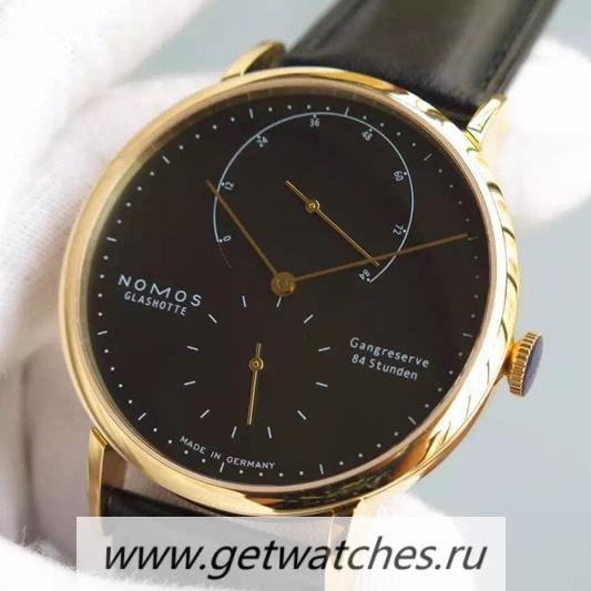 Perfect Replica Nomos Lambda Yellow Gold Black Dial German DUW 1001