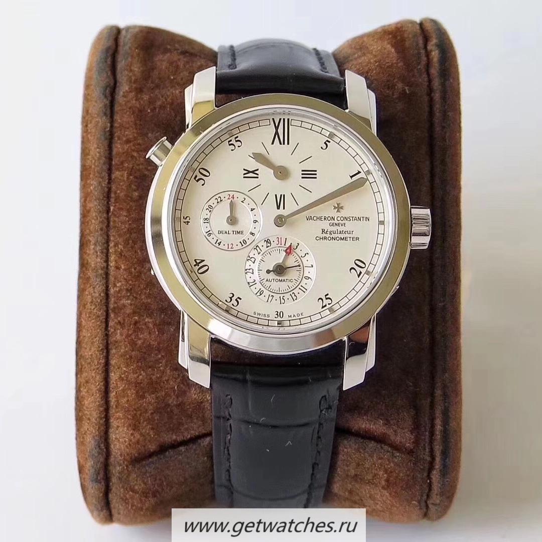 High Quality Vacheron C0nstan1n Malte Regulateur Dual Time 42005/000G K11F SS White Dial 1206